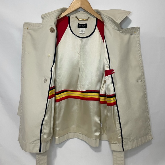 J. Crew Khaki Belted Trench Coat Jacket size 0/S - Picture 7 of 8